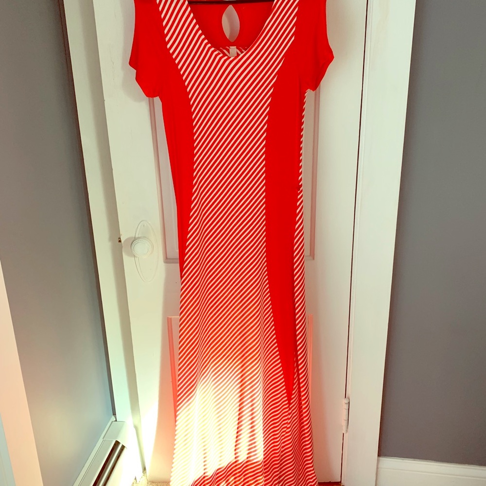 Gilli cotton red-striped maxi dress - size M